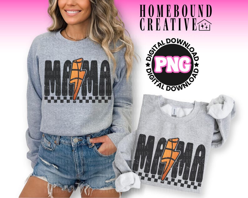 Mamá de baloncesto a cuadros PNG: Diseño de rayo (Descarga digital) imagen 2