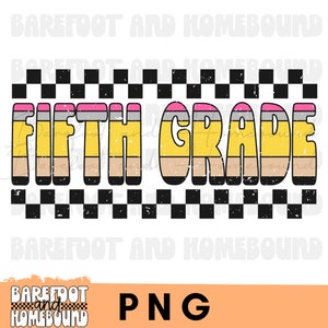 Retro Fifth Grade PNG: Checkered Pencil Design (Digital Download)