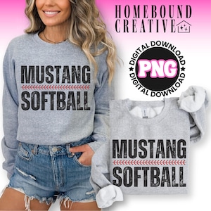 Mustang Softball Team PNG: Distressed Sports Mom Shirt Design (Digital Download)