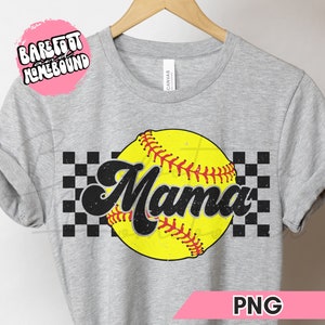Softball Mama PNG, Checkered Softball PNG, Retro Softball PNG, Softball Season png, Softball Shirt Design, Checkerboard Softball Sublimation