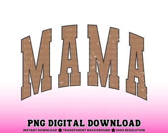 Neutral Varsity Mama PNG: verontrust vintage moedershirtontwerp (digitale download)