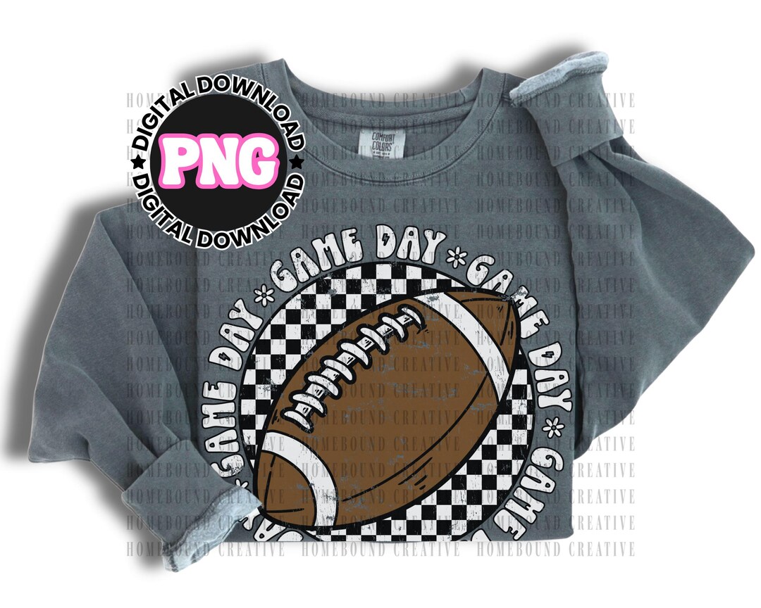Checkered Football Season PNG: Retro Game Day Design (digital Download ...