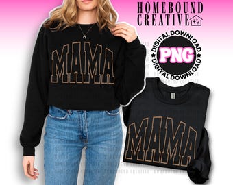 Varsity Mama PNG: Distressed Collegiate-lettertype, shirtontwerp in moederstijl (digitale download)