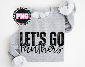 Mascotte dei Panthers PNG: design vintage in difficoltà della maglietta della squadra scolastica (download digitale)