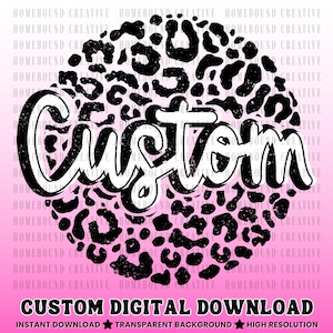 Leopard Print Custom Text PNG: Personalized Cheetah Retro Design (Digital Download)