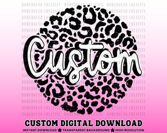 Leopard Print Custom Text PNG: Personalized Cheetah Retro Design (Digital Download)