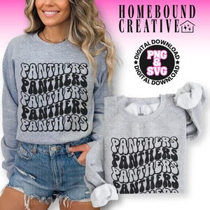 Wavy Panthers SVG: Retro Panther Football Shirt Design (PNG, Cut File)