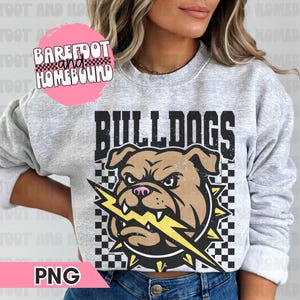 Checkered Bulldogs Lightning Png, Lightning Bulldog Mascot PNG, Trendy Bulldogs Mama Shirt Design, Bulldogs Fan Game Day Bulldogs Tshirt Png
