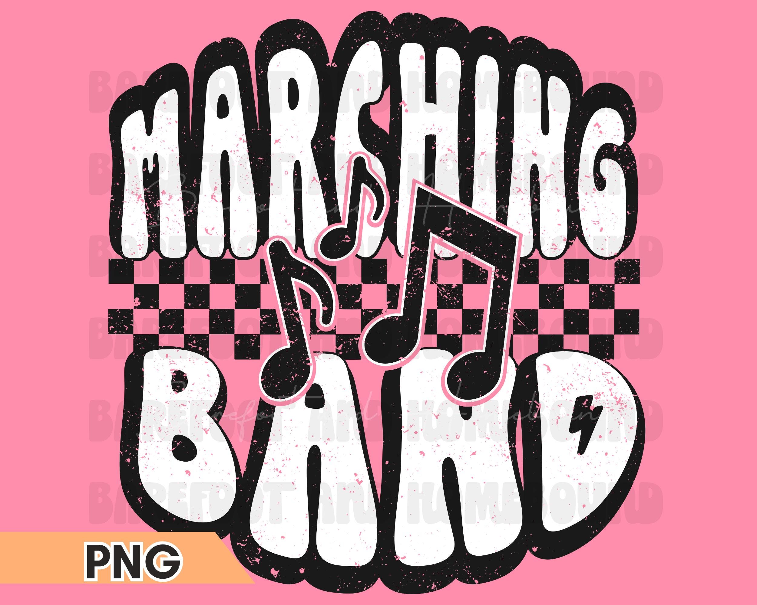 Marching Band PNG, School Band PNG, Retro Checkered Band Design, Music Notes Band png, Band Mom Shirt png, High School Band Digital Download