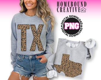 Pacchetto PNG con stampa leopardata Texas: stampa a sublimazione di stampe animalier (download digitale)