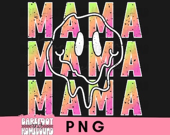 Mamá Neón PNG: Diseño de camiseta de mamá desgastada con degradado salpicado (archivo digital)