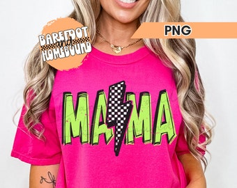 mama♡  Neon Grunge Checkered Mama PNG, Neon Mama Png, Lime Green