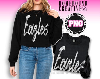 Eagles PNG: Texture Cursive Retro Eagle Game Day Football Shirt Design (Digital Download)
