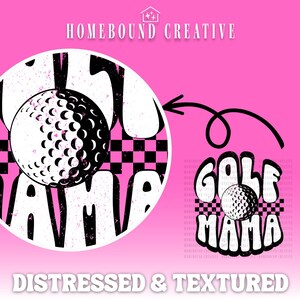 Retro Checkered Golf Mama PNG: Projekt koszulki dla mamy golfisty (pobranie cyfrowe) zdjęcie 3