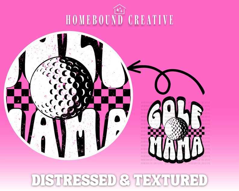 Retro Checkered Golf Mama PNG: Projekt koszulki dla mamy golfisty (pobranie cyfrowe) zdjęcie 3
