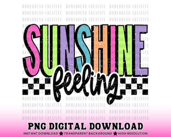 Checkered Neon Sunshine PNG: Summer Vacation Shirt Design (Digital Download)
