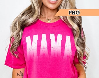 Varsity Schriftart Mama PNG, Farbverlauf Distressed Faded Varsity Mama Png, Grunge Mom Digitale Datei, Collegiate Mama Shirt Design, Mama Dtg Ombre