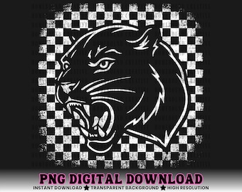 Checkered Panther PNG - Checkerboard Panthers Maskottchen Shirt Design (Digitaler Download)