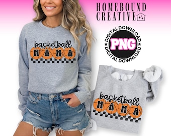 Rutig basketmamma PNG: Sportmammadesign (digital nedladdning)