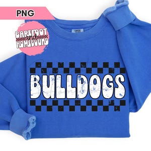 Checkered Bulldogs Png, Retro Bulldog Textured Design, Bulldogs Shirt Design, Sports Fan, Checkerboard Bulldogs Mascot png Team Shirt Design