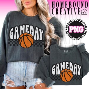 Retro Checkered Basketball Gameday PNG: Sports Mom Design (Digital Download) image 2