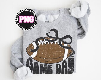 Coquette Bow Football PNG: Mama Game Day Shirt Design (Digital Download)