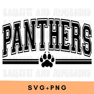 Varsity Panthers SVG: Mascot Paw Print, Shirt Design (Digital Download)