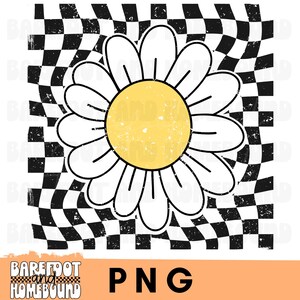 Checkered Daisy PNG, Distressed Retro Daisy Design, Flower Digital File ...