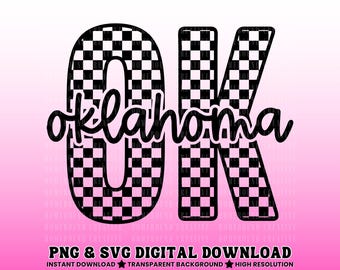 Oklahoma Checkered Design: OK SVG PNG Cut File, State Shirt Design (Digital Download)