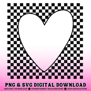 Checkered Heart SVG: Retro Valentines Png Love Shirt Design (Digital Download) image 2