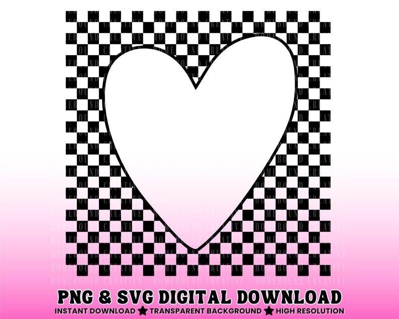 Checkered Heart SVG: Retro Valentines Png Love Shirt Design (Digital Download) image 2