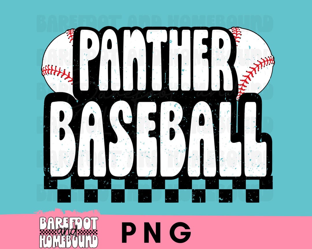 Retro Checkered Panthers Baseball PNG: Mascot Shirt Design (digital ...