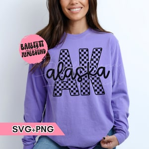 Checkered Alaska Shirt Design SVG PNG - AK Cricut File (Digital Download)