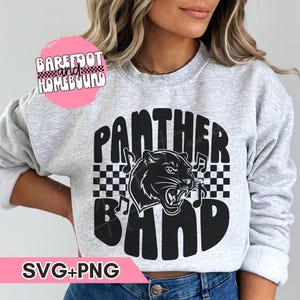 Retro Checkered Panthers Band Mascot SVG PNG: Shirt Design (Digital Download)