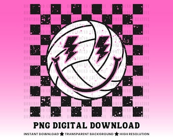 Checkered Volleyball PNG: Lightning Team Shirt Design (Digital Download