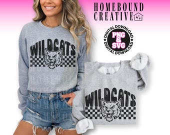 Checkered Wildcats SVG PNG: file di taglio mascotte retrò