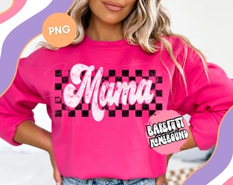 Retro Checkered Mama PNG, White and Black distressed Mom Design, Trendy Mom Life Digital, Cool Mom PNG, Mama Shirt Design, Checkerboard Mama