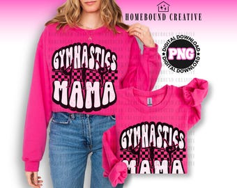 Gymnastics Mama PNG : conception de chemise esprit école à carreaux rétro (téléchargement numérique)