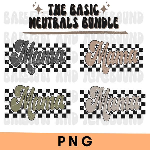 Retro Checkered Mama PNG Bundle, Distressed Neutral Colors Mom Png, Neutral Mama Png, Taupe Mama, Olive Mama Sublimation, Shirt Design Women