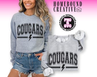 Varsity Cougars Mascot SVG PNG: Cougars Shirt Design (Digital Download)
