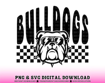 Checkered Bulldogs SVG PNG: Team Mascot Design (Digital Download)