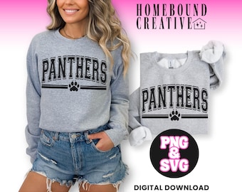 Varsity Panthers SVG: Mascot Paw Print, Shirt Design (Digital Download)