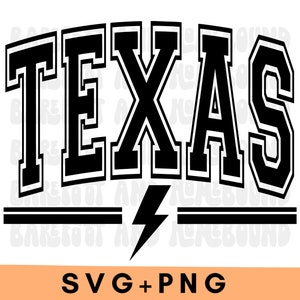 Varsity Texas Lightning SVG PNG: Texas Shirt Design (Digital Download)