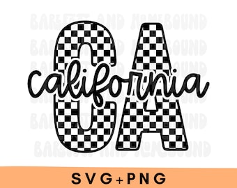 SVG PNG a scacchi California: design per maglietta Cali, file di taglio Cricut (download digitale)