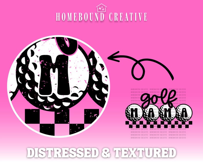 Rutig golfmamma PNG: Retro golfmamma-skjortdesign (digital nedladdning) bild 3
