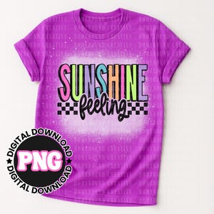 Checkered Neon Sunshine PNG: Summer Vacation Shirt Design (Digital Download) image 2