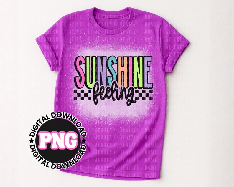 Checkered Neon Sunshine PNG: Summer Vacation Shirt Design (Digital Download) image 2