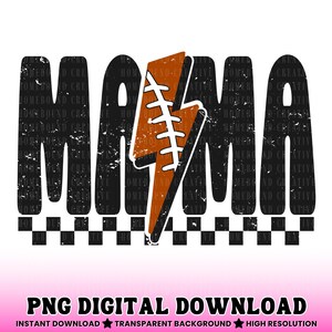 Mamá futbolista a cuadros PNG: Diseño de camiseta deportiva con rayo (descarga digital) imagen 3