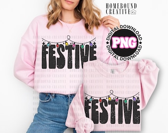 Festliga julbelysningar PNG: Jultröjadesign (digital nedladdning)