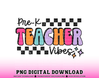 Kariertes Pre-K Lehrer PNG - T-Shirt Design (Digitaler Download)